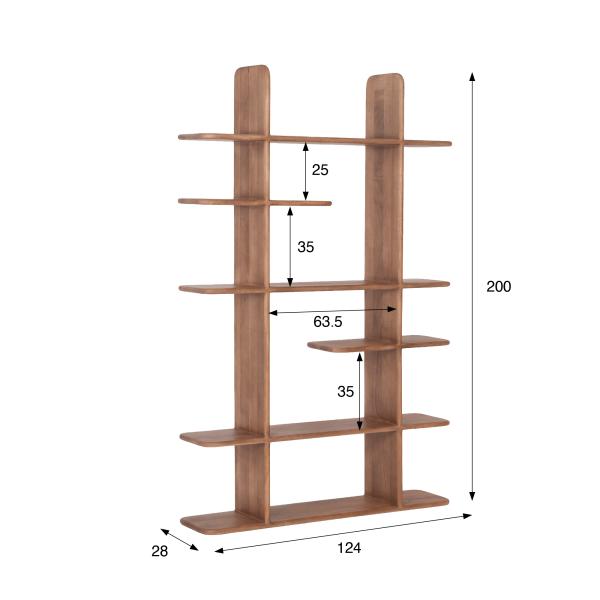 Etagère bibliothèque design en bois massif naturel 125 cm - Varda