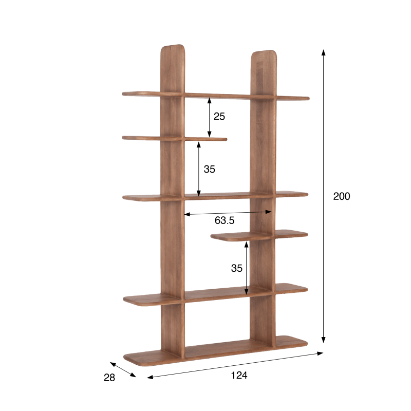 Etagère bibliothèque design en bois massif naturel 125 cm - Varda