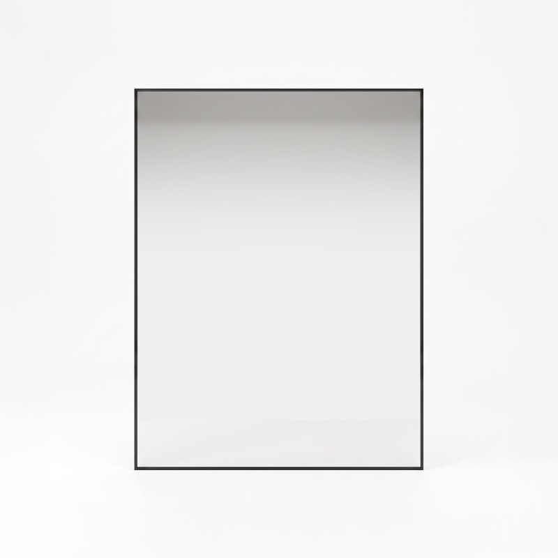 Miroir mural rectangulaire de salle de bain avec cadre en métal noir 70 x 90 cm