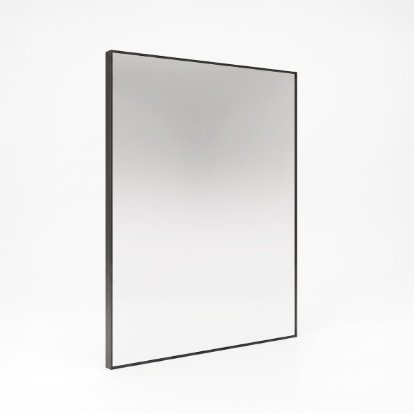 Miroir mural rectangulaire de salle de bain avec cadre en métal noir 70 x 90 cm