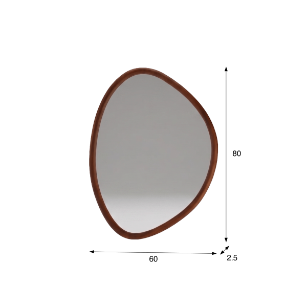 Miroir mural organique design avec cadre en bois massif 60 x 80 cm