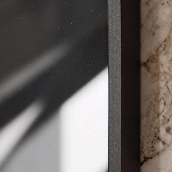 Miroir mural en arche pour salle de bain avec cadre en métal noir 120 x 75 cm