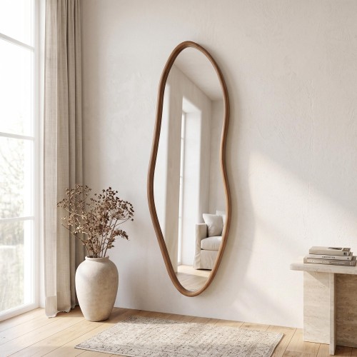 Miroir mural organique design avec cadre en bois massif 56 x 165 cm