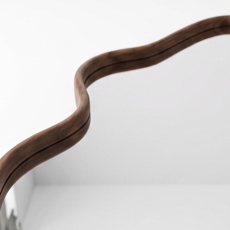 Miroir mural organique design avec cadre en bois massif 80 x 160 cm
