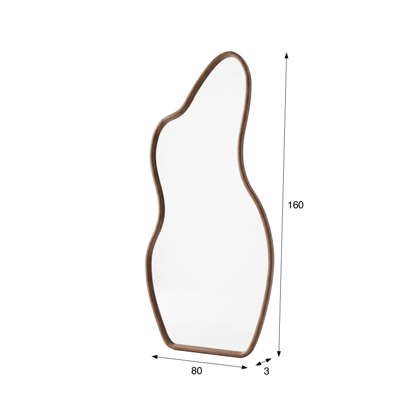 Miroir mural organique design avec cadre en bois massif 80 x 160 cm