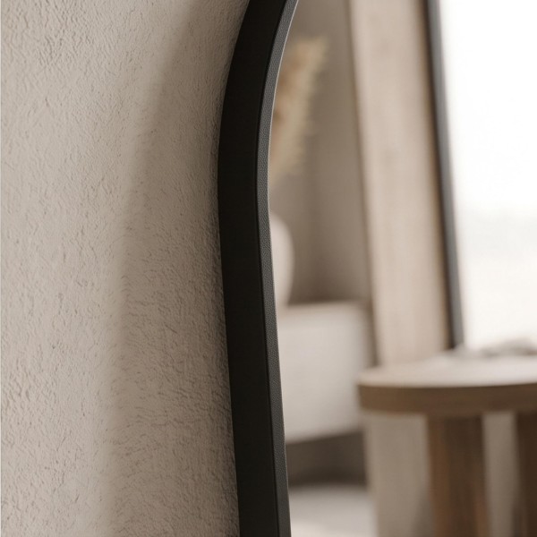 Grand miroir en arche à poser avec cadre en métal noir 50 x 150 cm