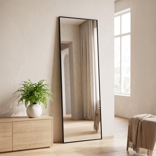 Miroir mural rectangulaire avec cadre noir 50 x 150 cm
