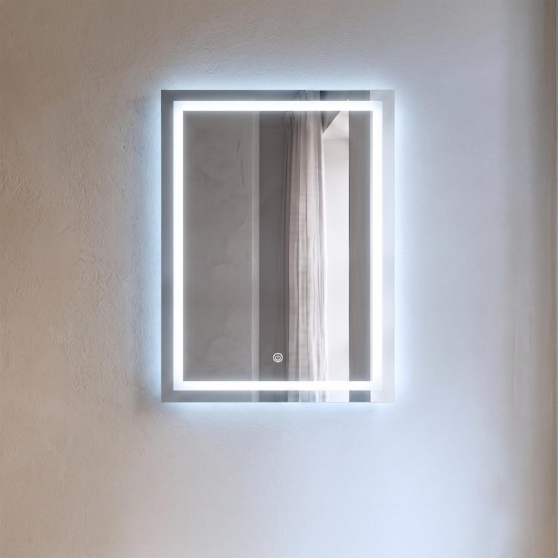 Miroir mural de salle de bain lumineux avec éclairage LED 60 x 80 cm