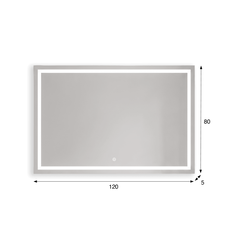 Grand miroir mural de salle de bain lumineux avec éclairage LED 120 x 80 cm