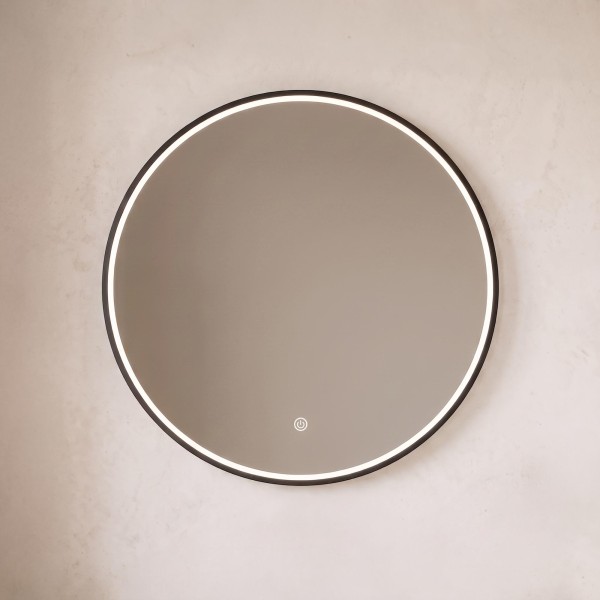Grand miroir mural rond de salle de bain lumineux avec éclairage LED 80 cm