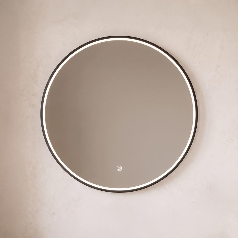 Grand miroir mural rond de salle de bain lumineux avec éclairage LED 80 cm