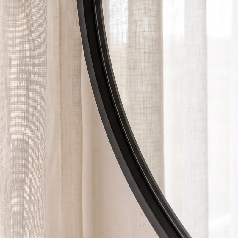 Grand miroir mural rond de salle de bain avec cadre en métal noir 80 cm