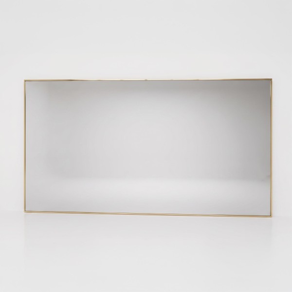 Grand miroir mural rectangulaire de salle de bain avec cadre en métal doré 120 x 75 cm