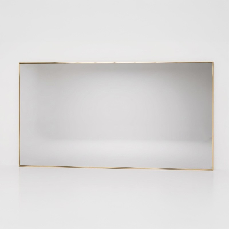 Grand miroir mural rectangulaire de salle de bain avec cadre en métal doré 120 x 75 cm