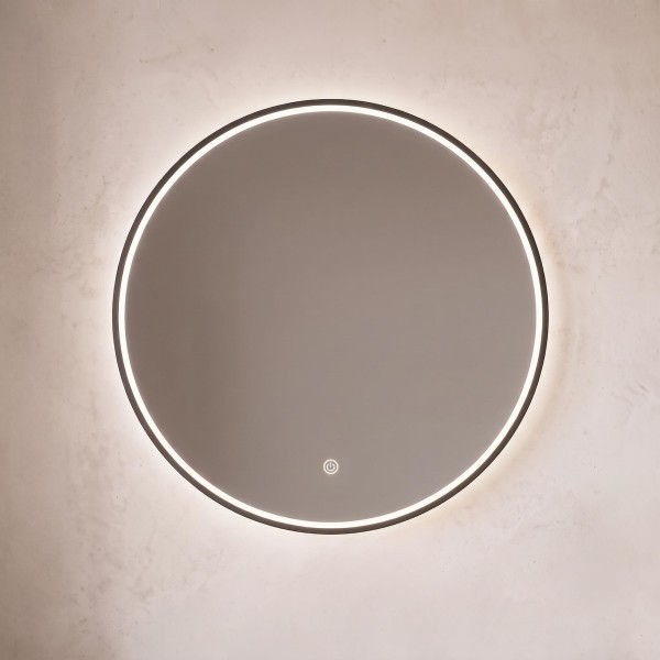 Grand miroir mural rond de salle de bain lumineux avec éclairage LED 80 cm