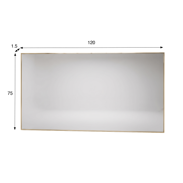 Grand miroir mural rectangulaire de salle de bain avec cadre en métal doré 120 x 75 cm