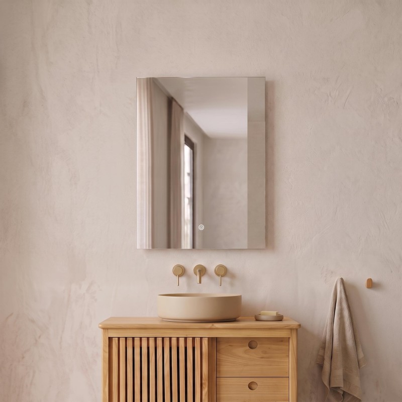 Miroir mural de salle de bain lumineux avec éclairage LED 60 x 80 cm