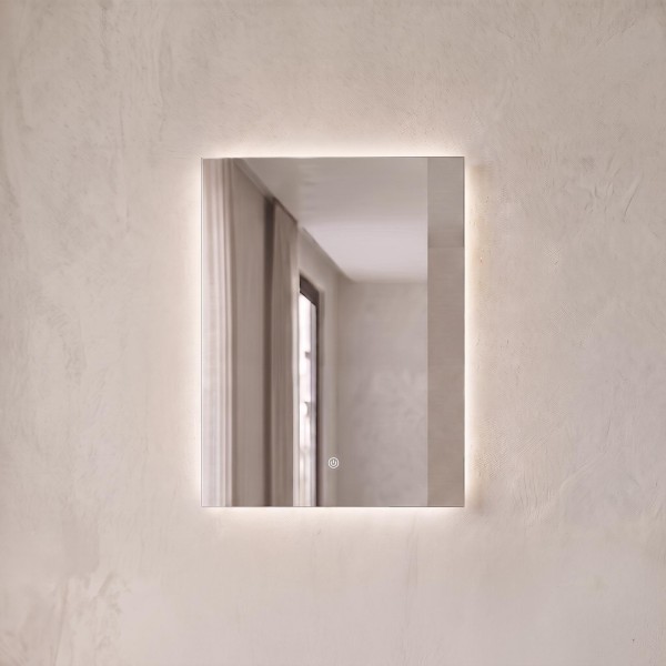 Miroir mural de salle de bain lumineux avec éclairage LED 60 x 80 cm