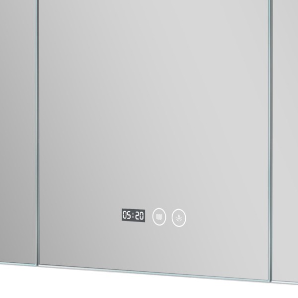 Armoire murale de salle de bain avec miroir triptyque et éclairage LED 120 x 75 cm