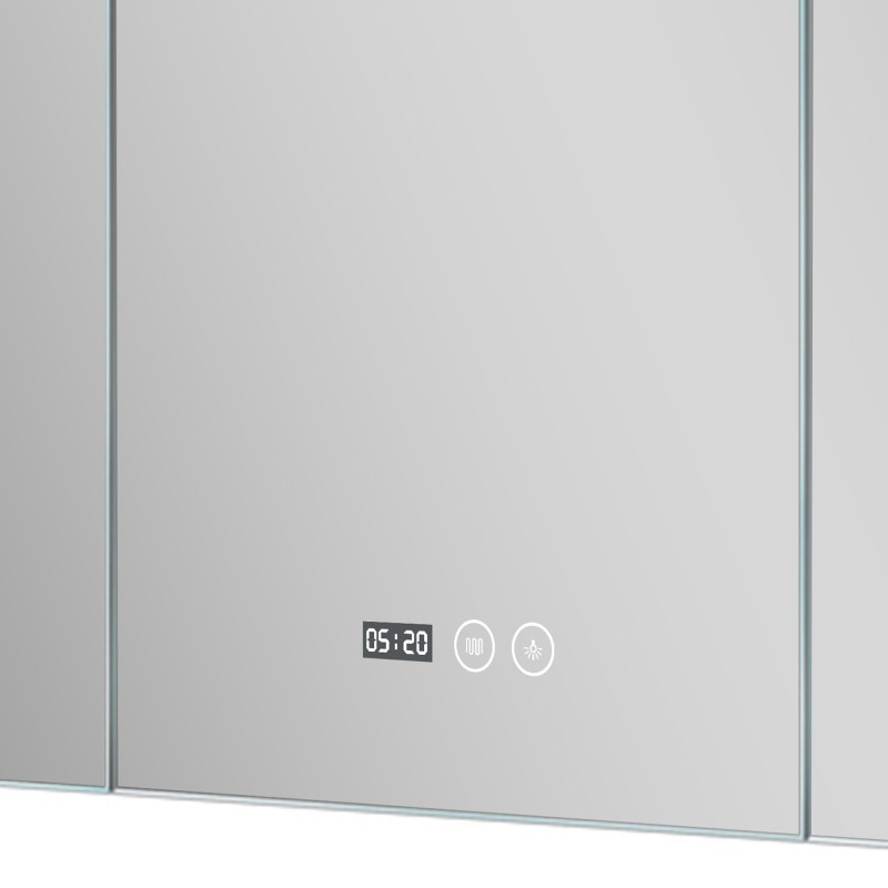 Armoire murale de salle de bain avec miroir triptyque et éclairage LED 120 x 75 cm