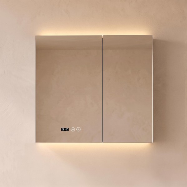 Armoire murale de salle de bain avec miroir et éclairage LED 80 x 75 cm