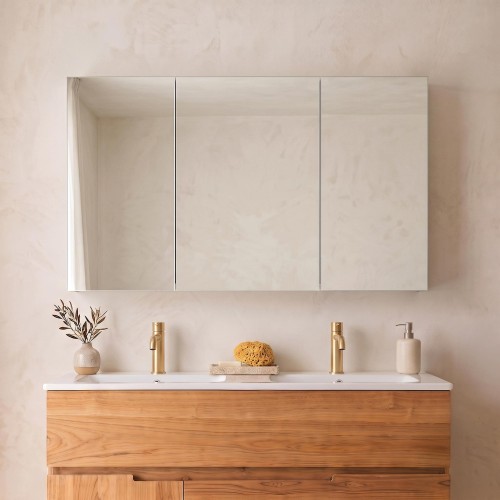 Armoire murale de salle de bain avec miroir triptyque 120 x 75 cm