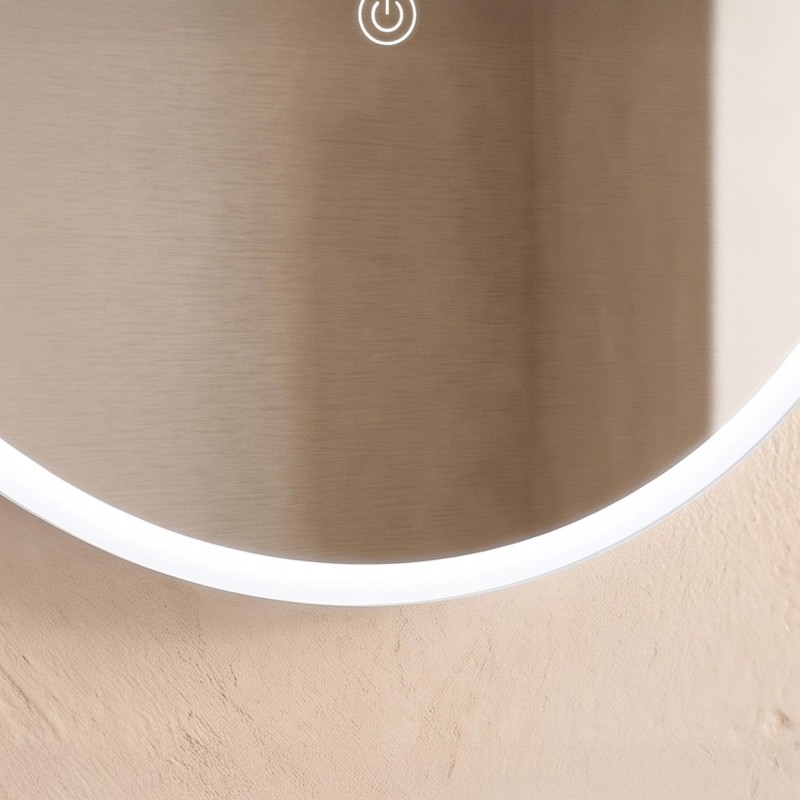 Miroir mural ovale de salle de bain lumineux avec éclairage LED 60 x 100 cm