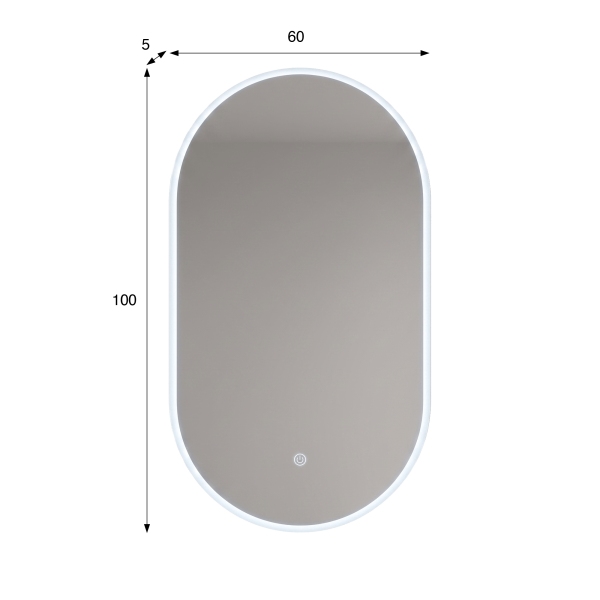 Miroir mural ovale de salle de bain lumineux avec éclairage LED 60 x 100 cm