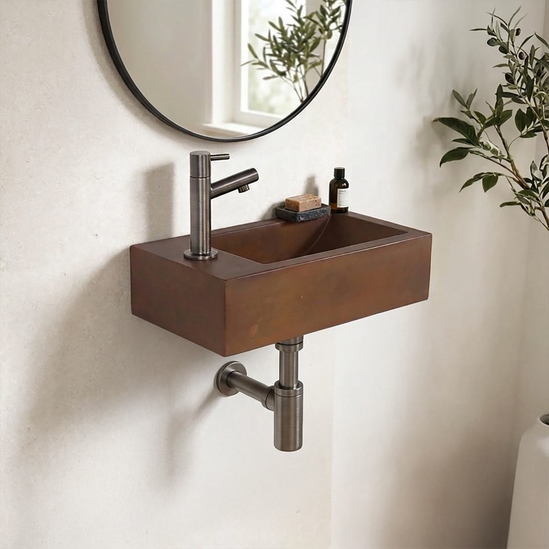 Petit lavabo pour toilettes à suspendre en béton - Core