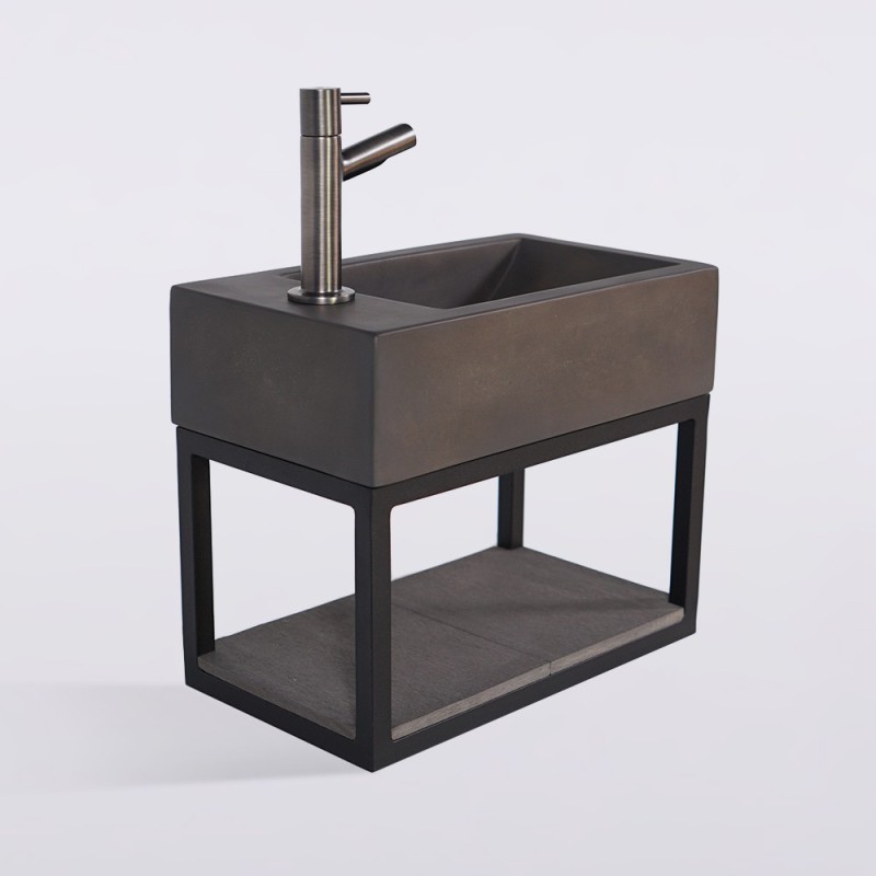 Lave-mains avec porte-serviette et vasque en béton - Core