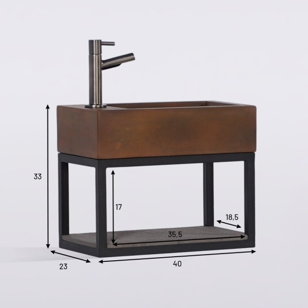 Lave-mains avec porte-serviette et vasque en béton - Core