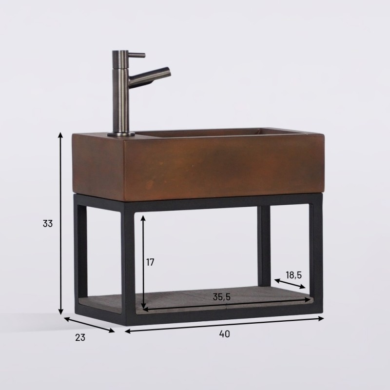 Lave-mains avec porte-serviette et vasque en béton - Core