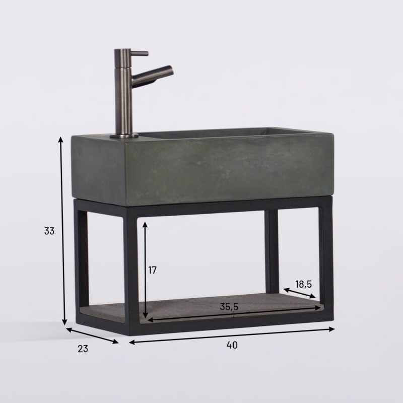 Lave-mains avec porte-serviette et vasque en béton - Core