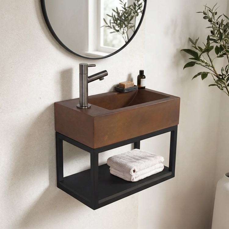 Lave-mains avec porte-serviette et vasque en béton - Core