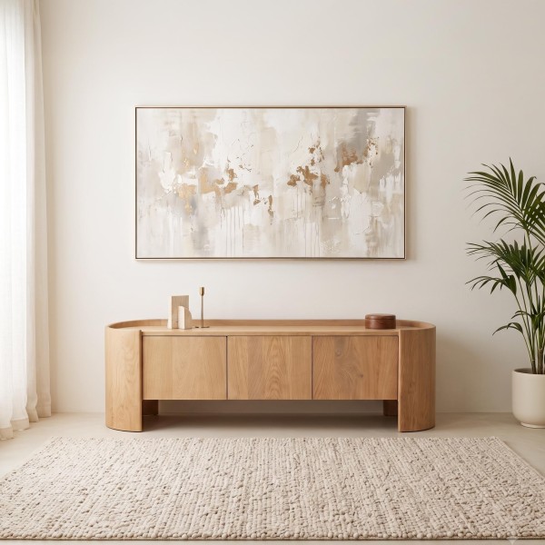 Meuble TV en bois de chêne massif 165 cm - Lago