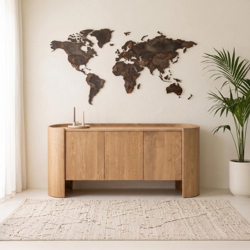 Bahut en bois chêne massif 3 portes 165 cm - Lago