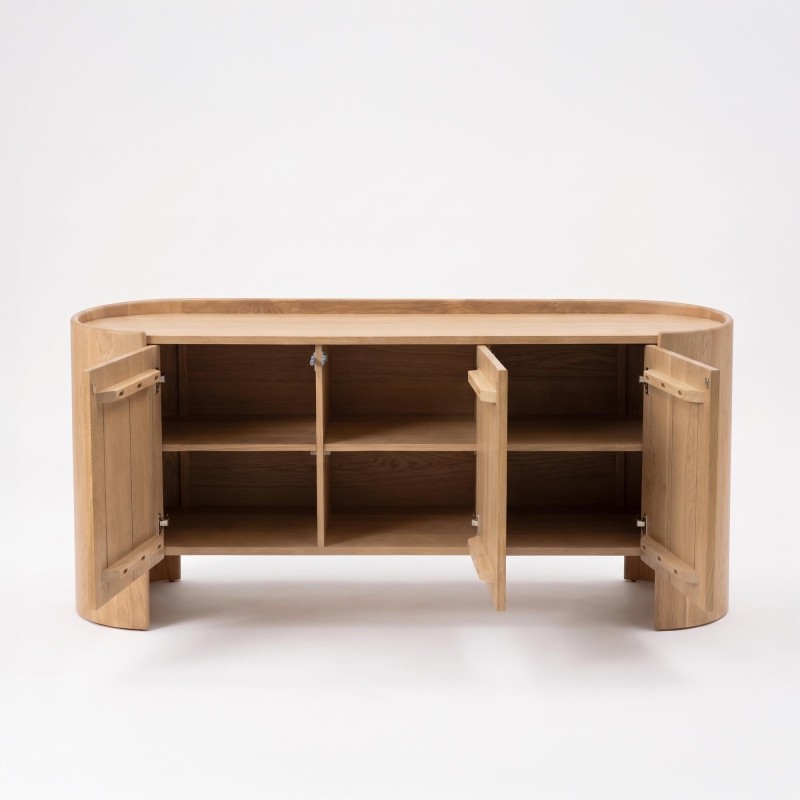 Bahut en bois chêne massif 3 portes 165 cm - Lago