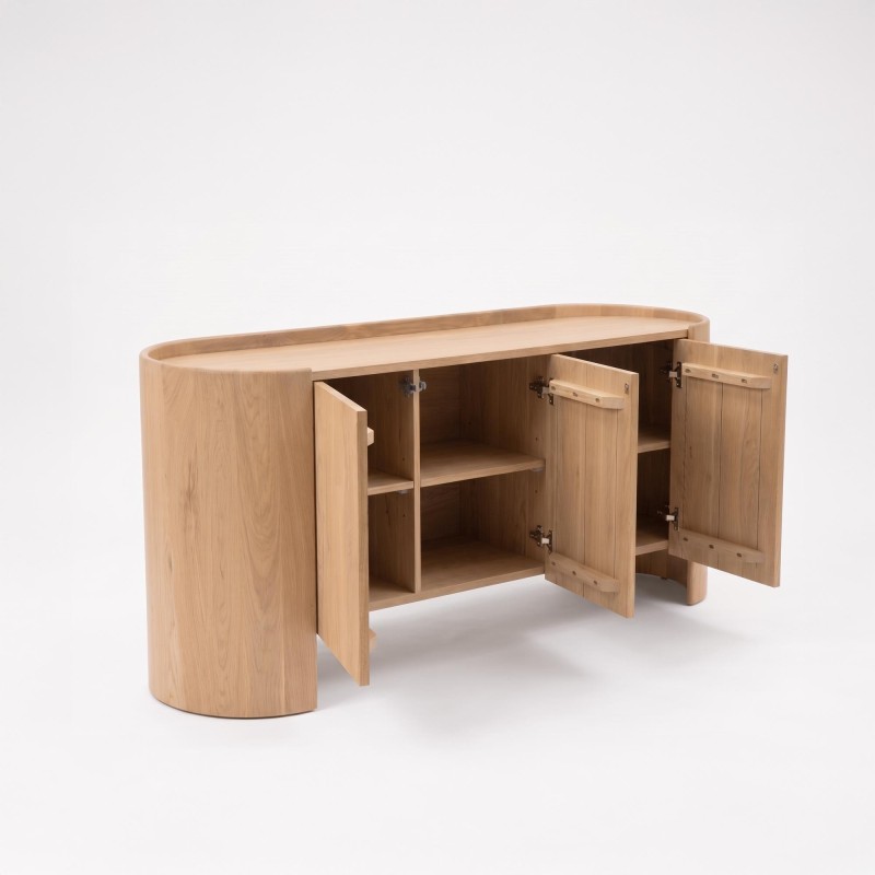 Bahut en bois chêne massif 3 portes 165 cm - Lago