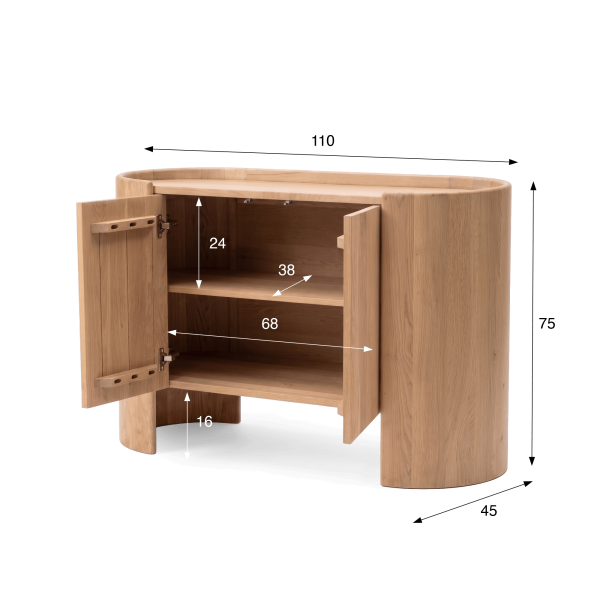 Buffet en bois de chêne massif 2 portes 110 cm - Lago