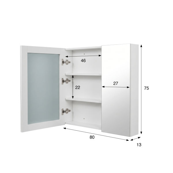 Armoire murale de salle de bain avec miroir 80 x 75 cm