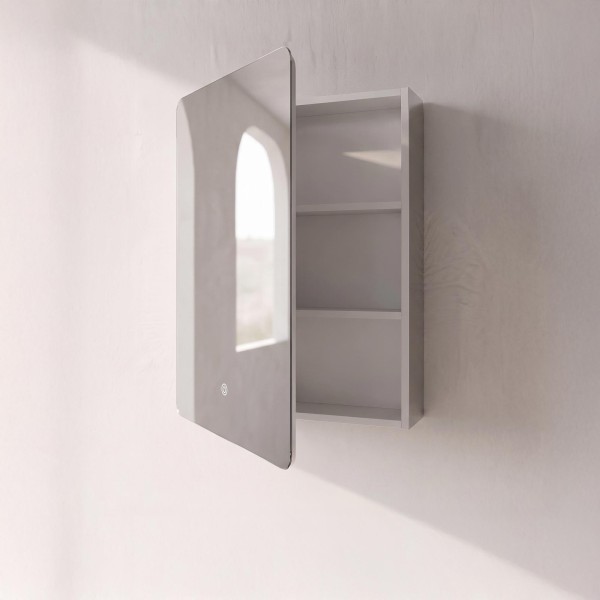 Armoire murale de salle de bain avec miroir rectangulaire et éclairage LED 60 x 80 cm
