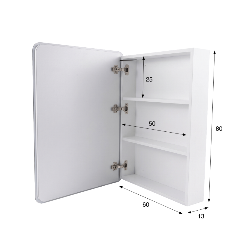 Armoire murale de salle de bain avec miroir rectangulaire et éclairage LED 60 x 80 cm