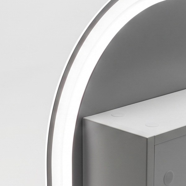 Armoire murale de salle de bain avec miroir ovale et éclairage LED 50 x 90 cm