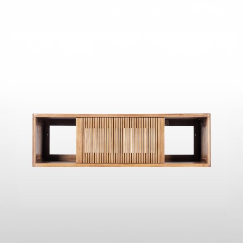 Meuble de salle de bain suspendu en bois massif de teck 100 cm - Rhea