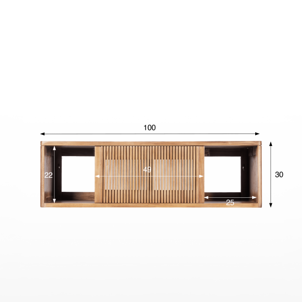 Meuble de salle de bain suspendu en bois massif de teck 100 cm - Rhea