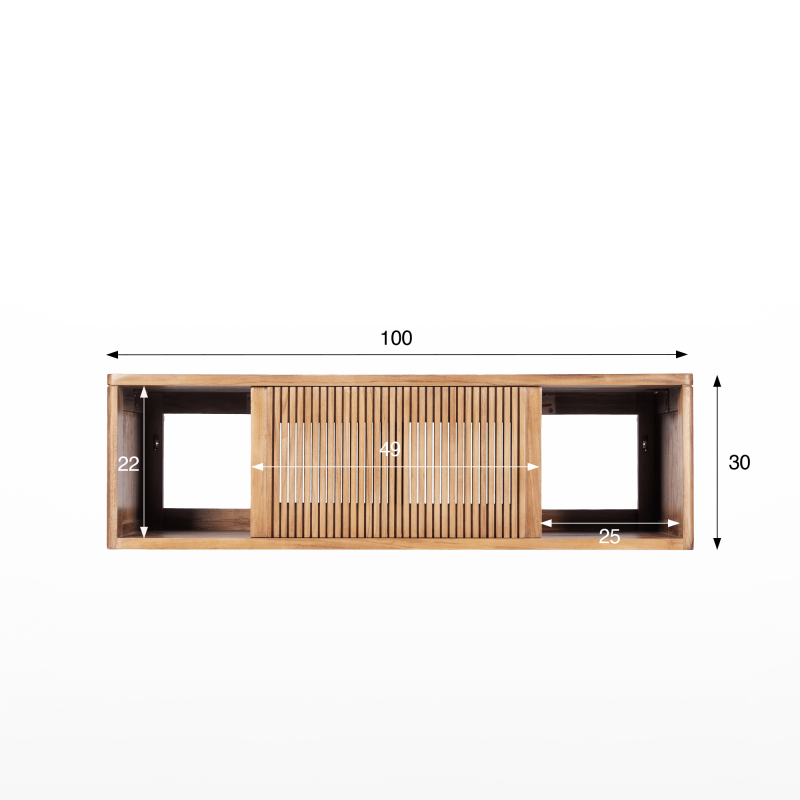 Meuble de salle de bain suspendu en bois massif de teck 100 cm - Rhea