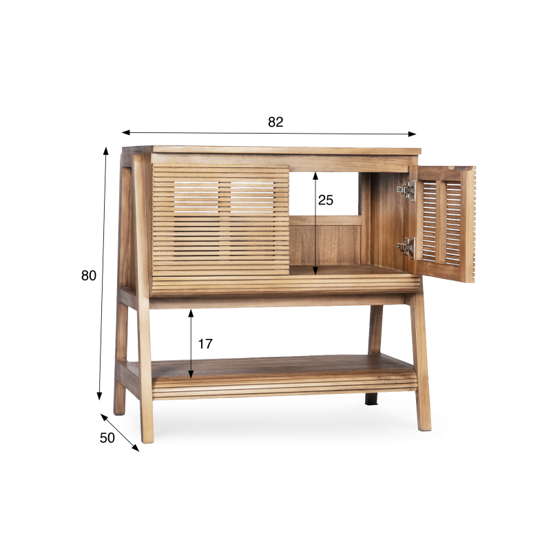 Meuble de salle de bain en bois massif de teck 80 cm - Anika