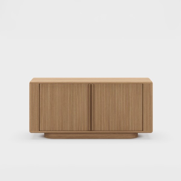 Buffet design en bois de chêne naturel avec portes coulissantes 180 cm - Kael