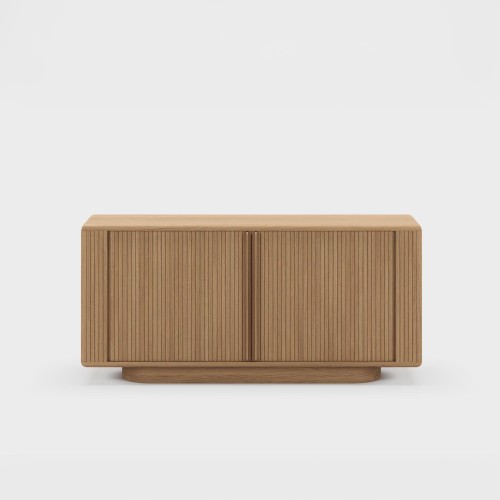 Buffet design en bois de chêne naturel avec portes coulissantes 180 cm - Kael