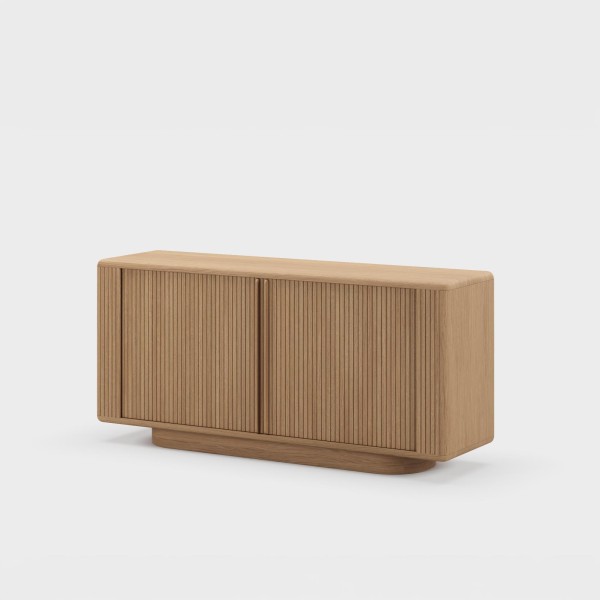 Buffet design en bois de chêne naturel avec portes coulissantes 180 cm - Kael